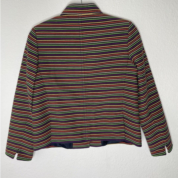Talbots Woman Jacket Stripe Green Orange Multi Buttons Lined Size 4 petite - Picture 5 of 5